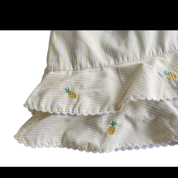 Florence Eiseman Yellow White Stripe Pineapple Embroidered Skirt Girls Size 4 - Picture 2 of 6